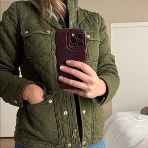 J. Crew Green Quilted Utility Jacket